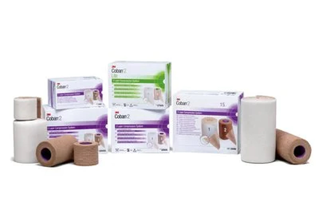 2 Layer Compression Bandage System   2 4 Inch X 3.8 Yard / 4 Inch X 6.3 Yard 35-40 Mmhg Case of 8