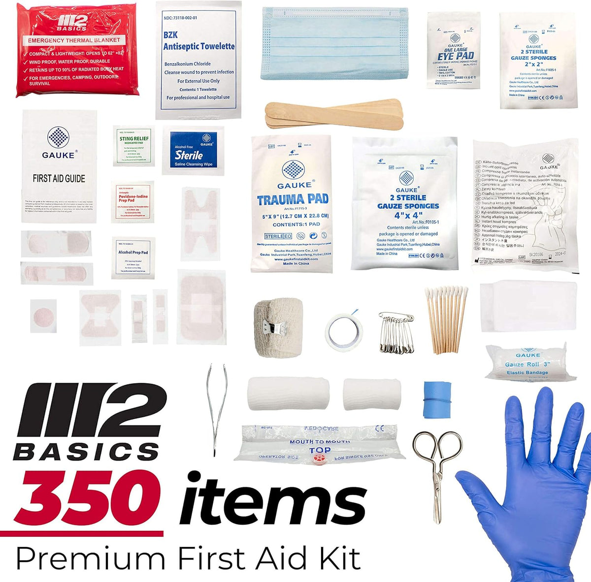 Professional 350 Piece Emergency First Aid Kit | Business & Home Medical Supplies | Hard Case, Dual Layer, Wall Mountable | Office, Car, School, Camping, Hunting, Sports