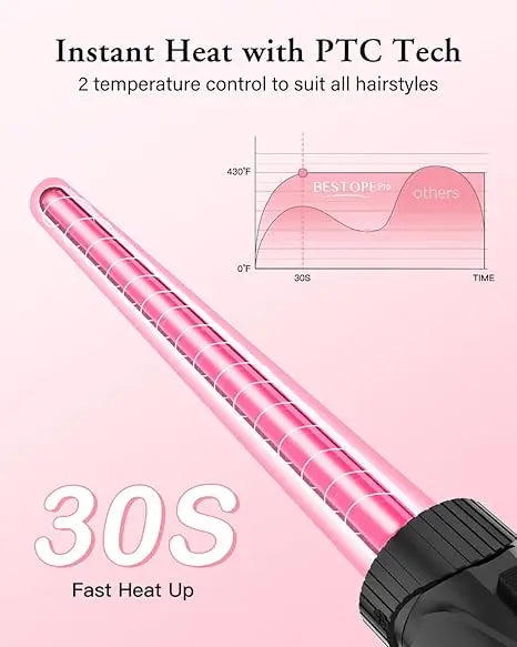BESTOPE PRO Waver Curling Iron Wand 5 in 1 Set with 3 Barrel Hair Crimper