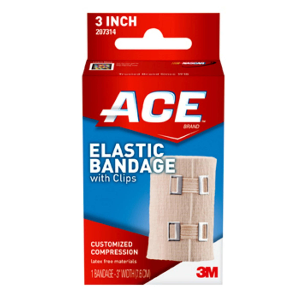 Brand Elastic Bandage W/ Clips 3 In., Soft Discrete Fit, Beige