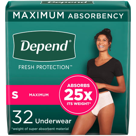 Fresh Protection Women'S Incontinence & Postpartum Bladder Leak Underwear, S, 32 Count