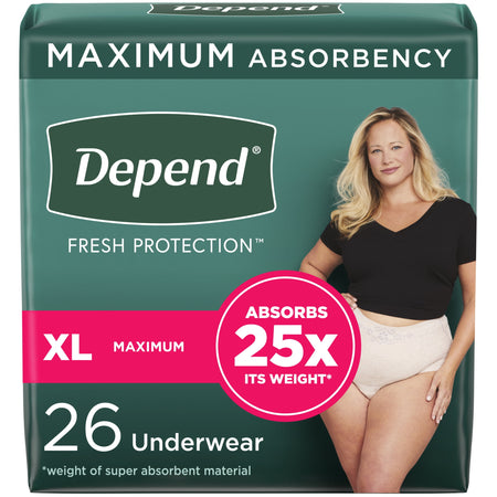 Fresh Protection Women'S Incontinence & Postpartum Bladder Leak Underwear, XL, 26 Count