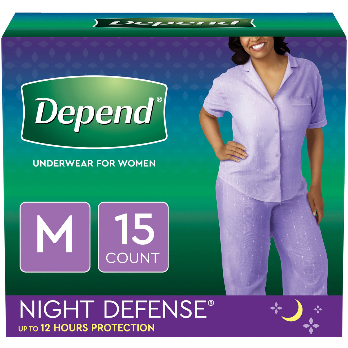 Night Defense Women'S Incontinence & Postpartum Bladder Leak Underwear, M, 15 Count