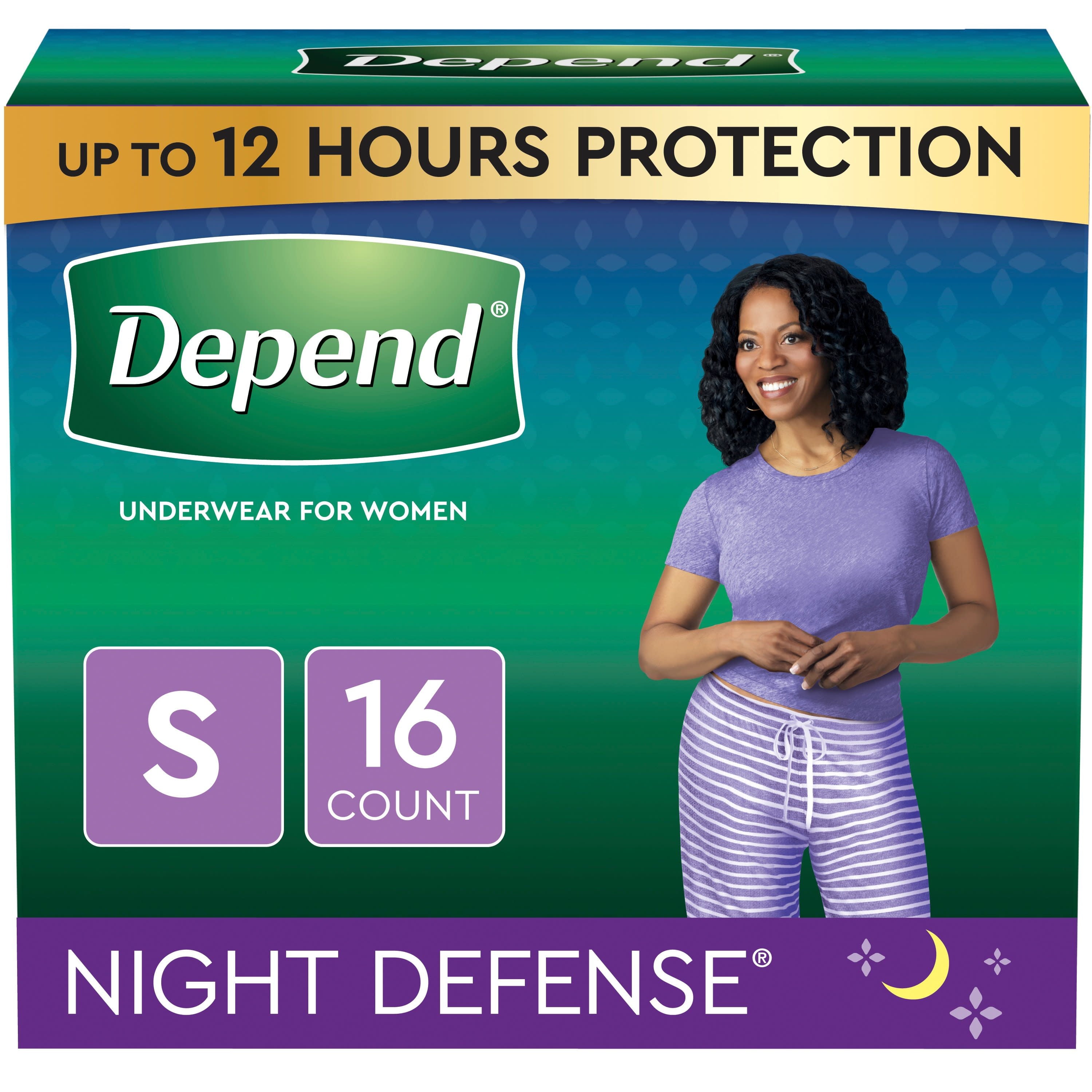 Night Defense Women'S Incontinence & Postpartum Bladder Leak Underwear, S, 16 Count