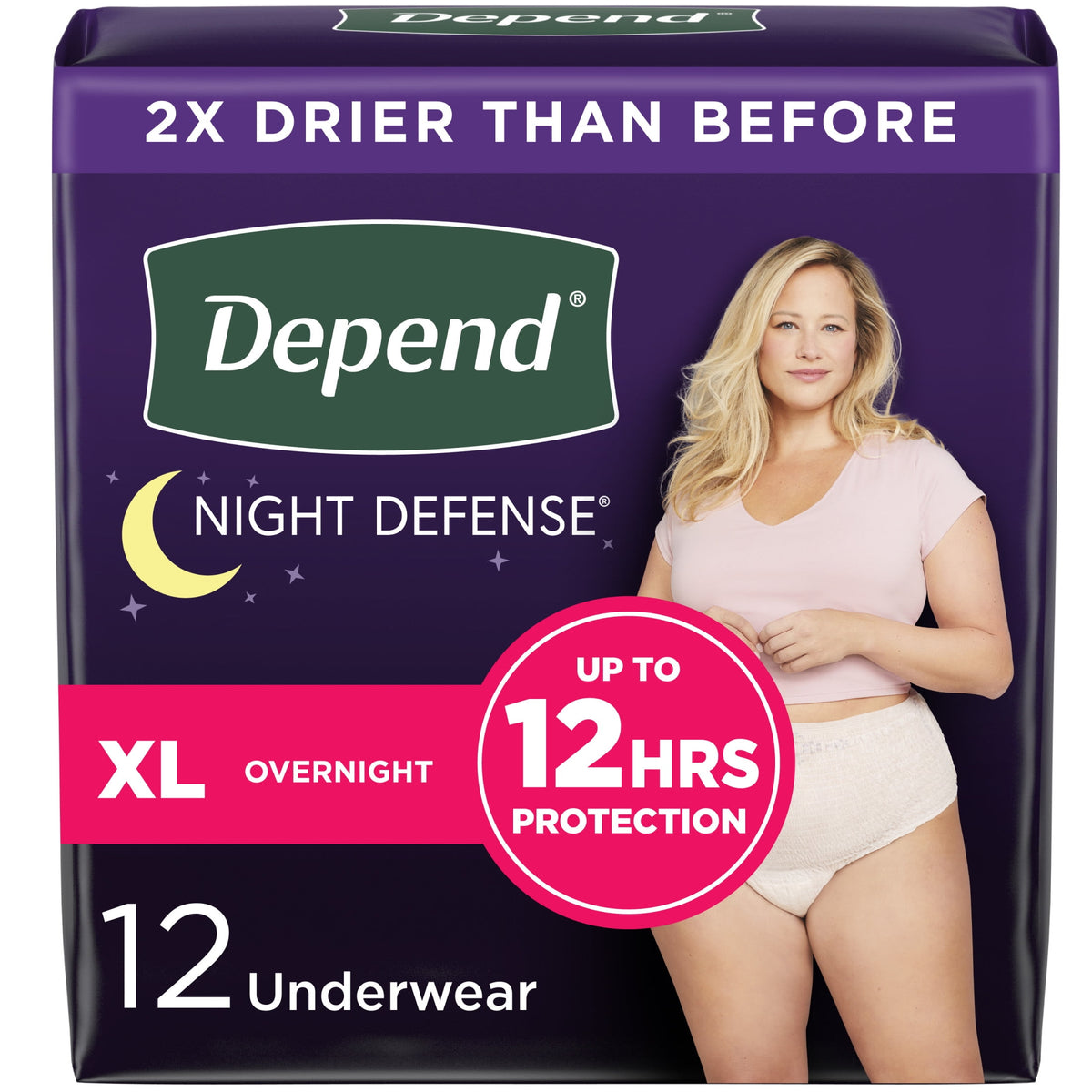 Night Defense Women'S Incontinence & Postpartum Bladder Leak Underwear, XL, 12 Count