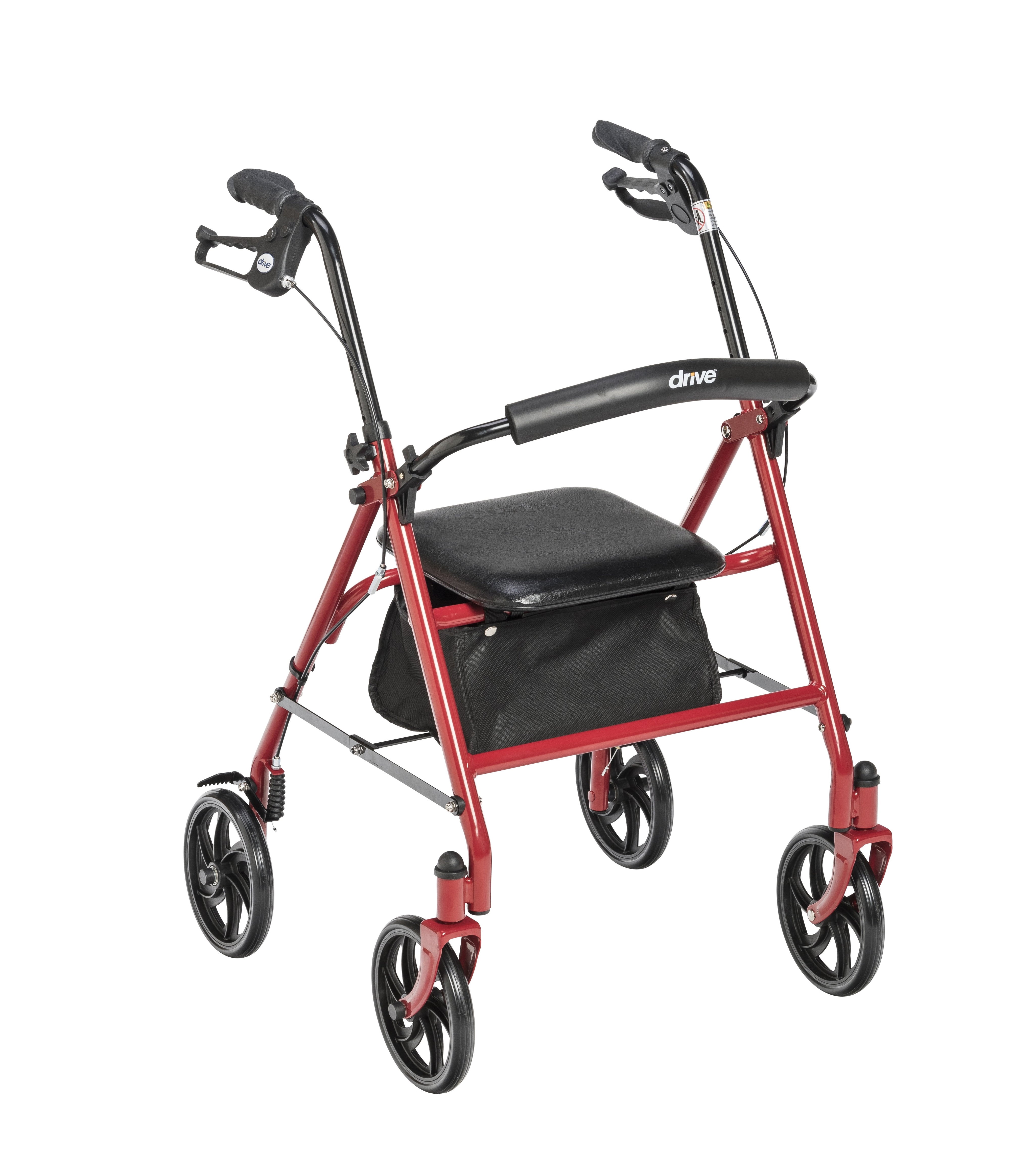 10257RD-1 Durable 4-Wheel Rollator with 7.5" Casters, Red