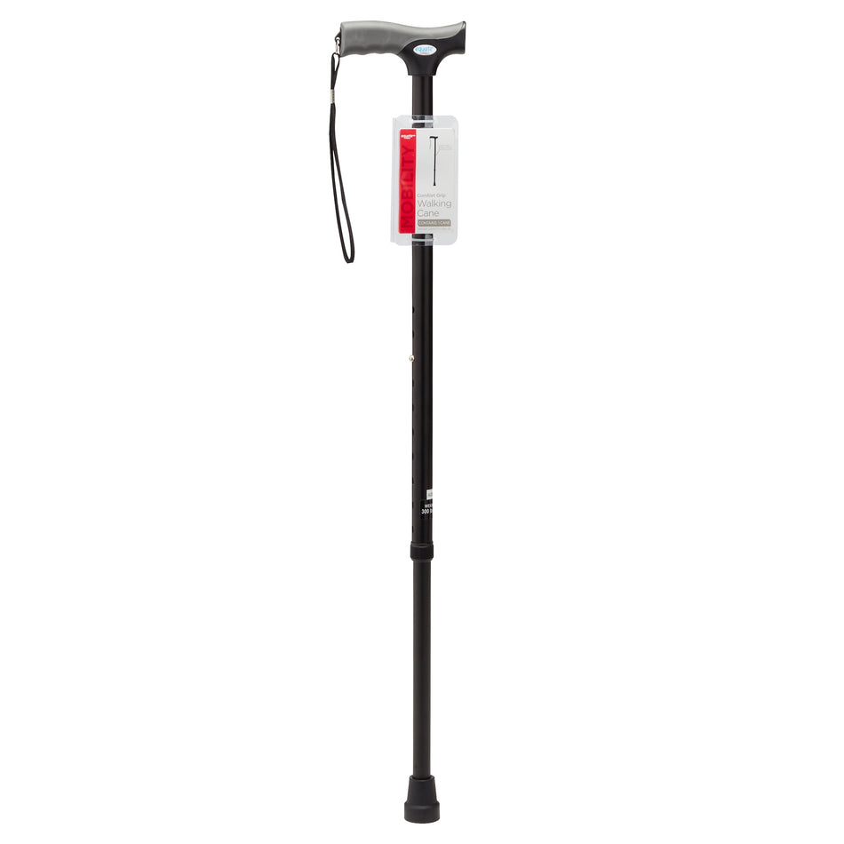 Comfort Grip Walking Cane for All Occasions, Adjustable, Wrist Strap, Black, 300 Lb Capacity