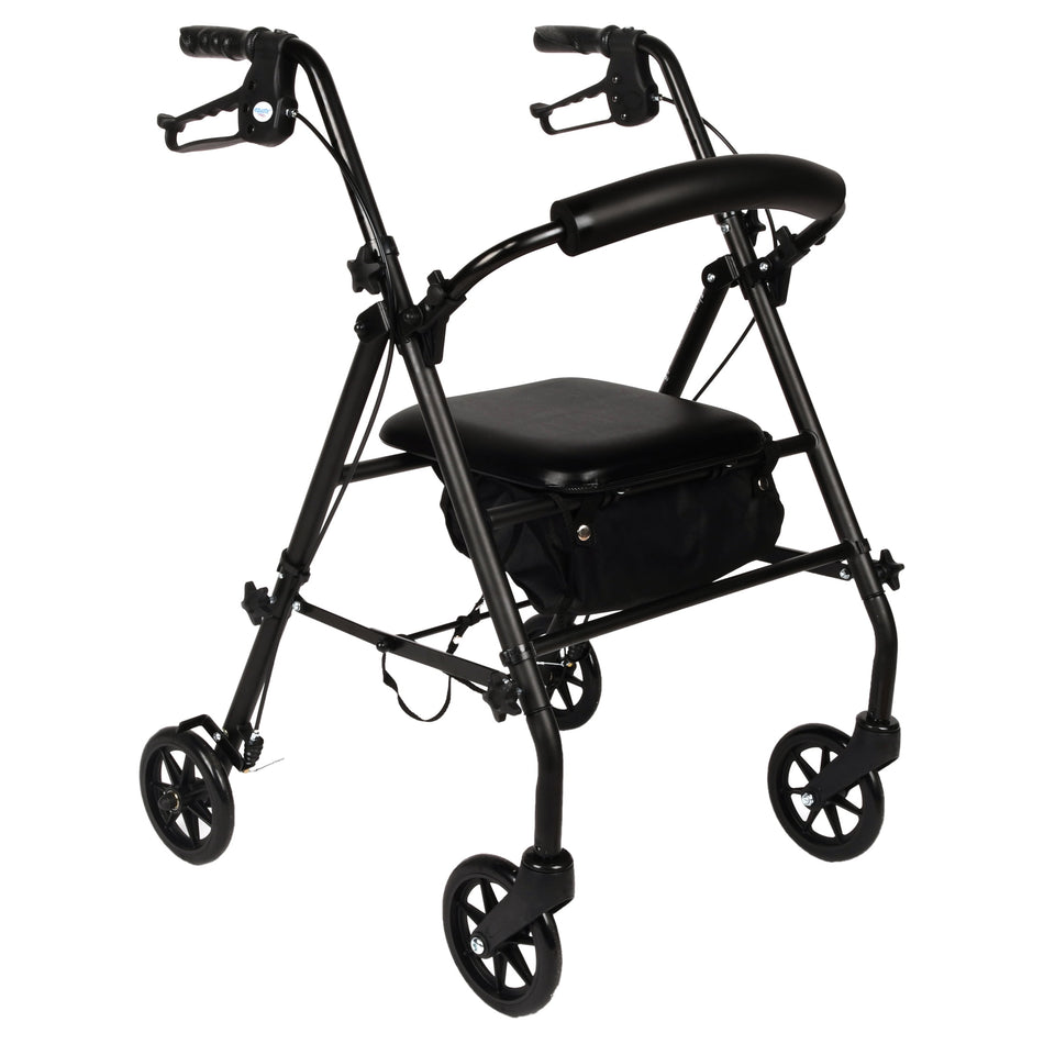 Rolling Walker for Seniors, Rollator with Seat and Wheels, Black, 350 Lb Capacity