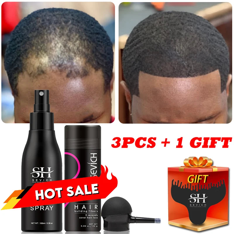 3pcs Hair Fibers Set Keratin Hair Building Styling Powder