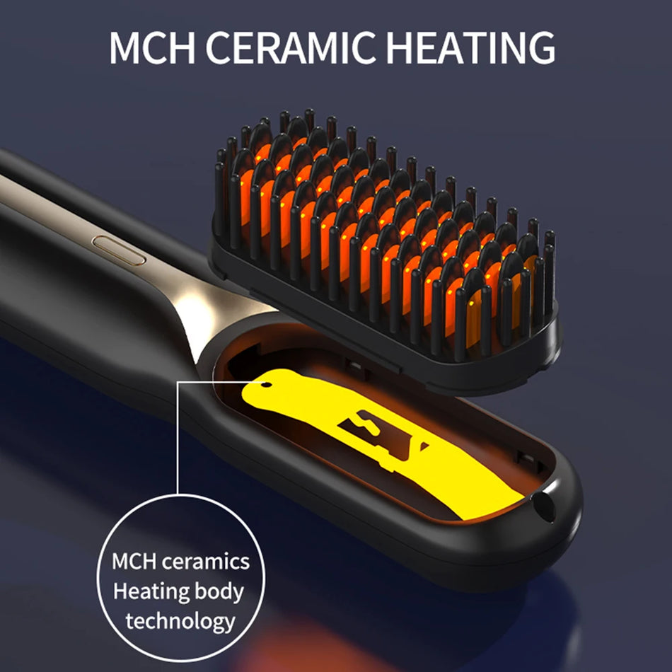 Cordless Hair Straightener Hot Heating Electric Comb