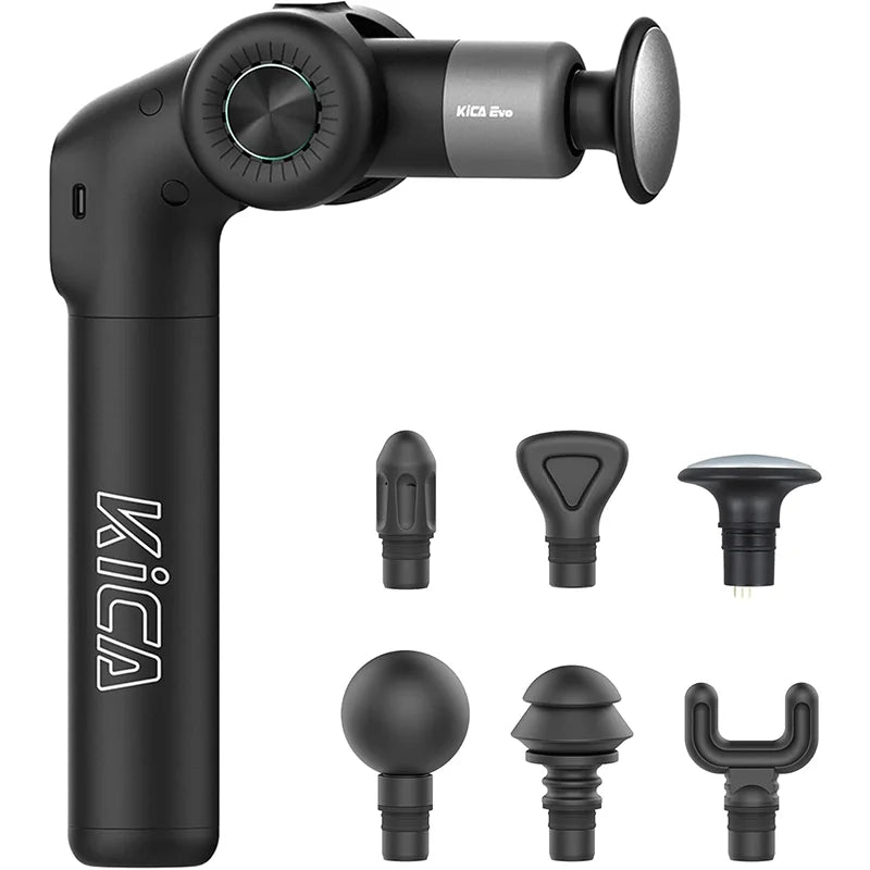 Evo Adjustable Fascia Gun with 6 Massage Heads and Heat.