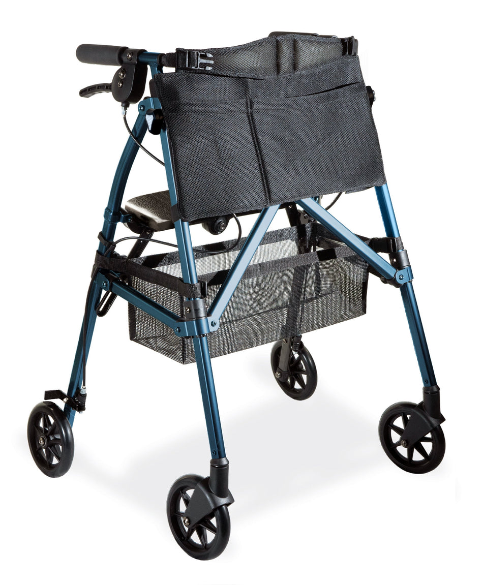 EZ Fold-N-Go Rollator for Seniors, Lightweight Rolling Walker with Seat and Wheels, Blue