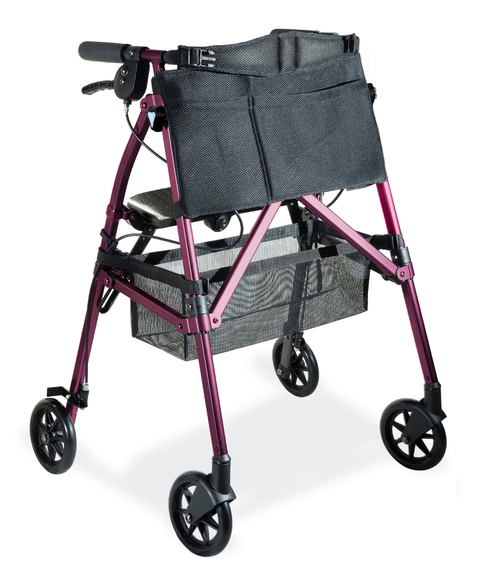 Wonder Rollator Plus, Lightweight Folding Walker for Seniors with EZ Fold-N-Go Technology, Four Wheel Rolling Walker with Seat, Locking Brakes, Pink