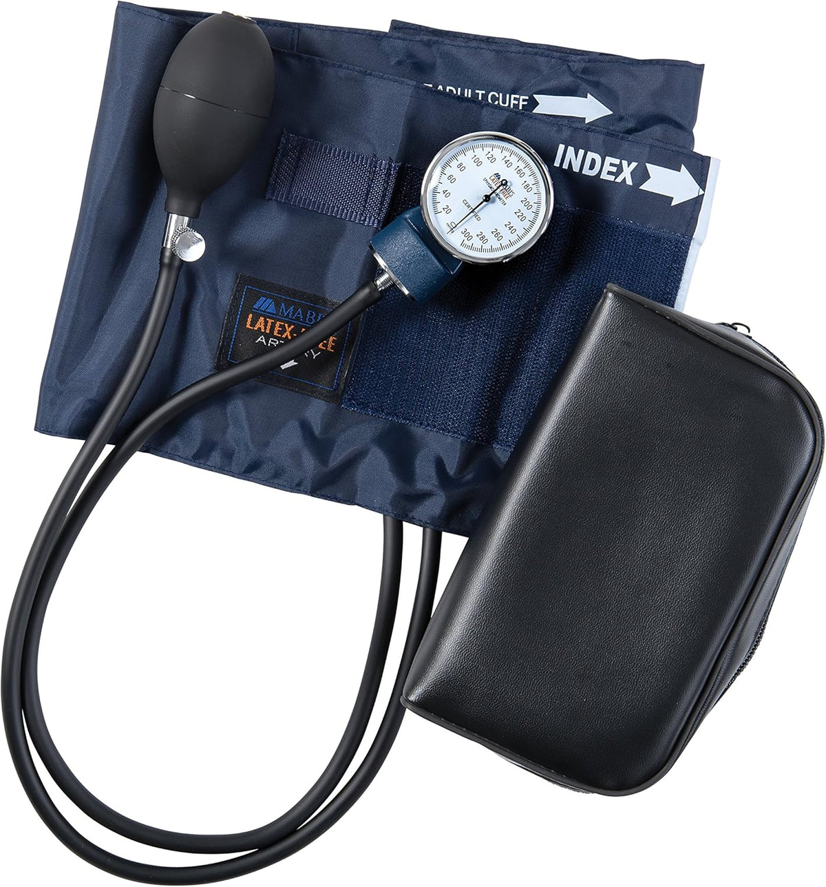 Precision Series Aneroid Sphygmomanometer Manual Blood Pressure Set with Calibrated, Nylon Cuff and Carrying Case, FSA HSA Eligible, Adult Large, Latex Free