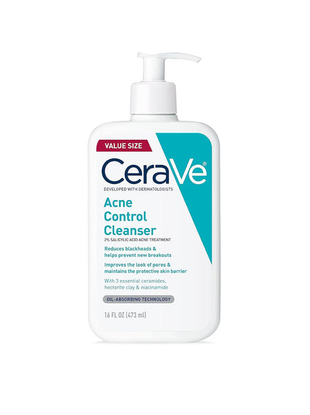 Acne Treatment Face Wash, Salicylic Acid Cleanser with Purifying Clay, Niacinamide, and Ceramides, Pore Control and Blackhead Remover, 8 Ounce