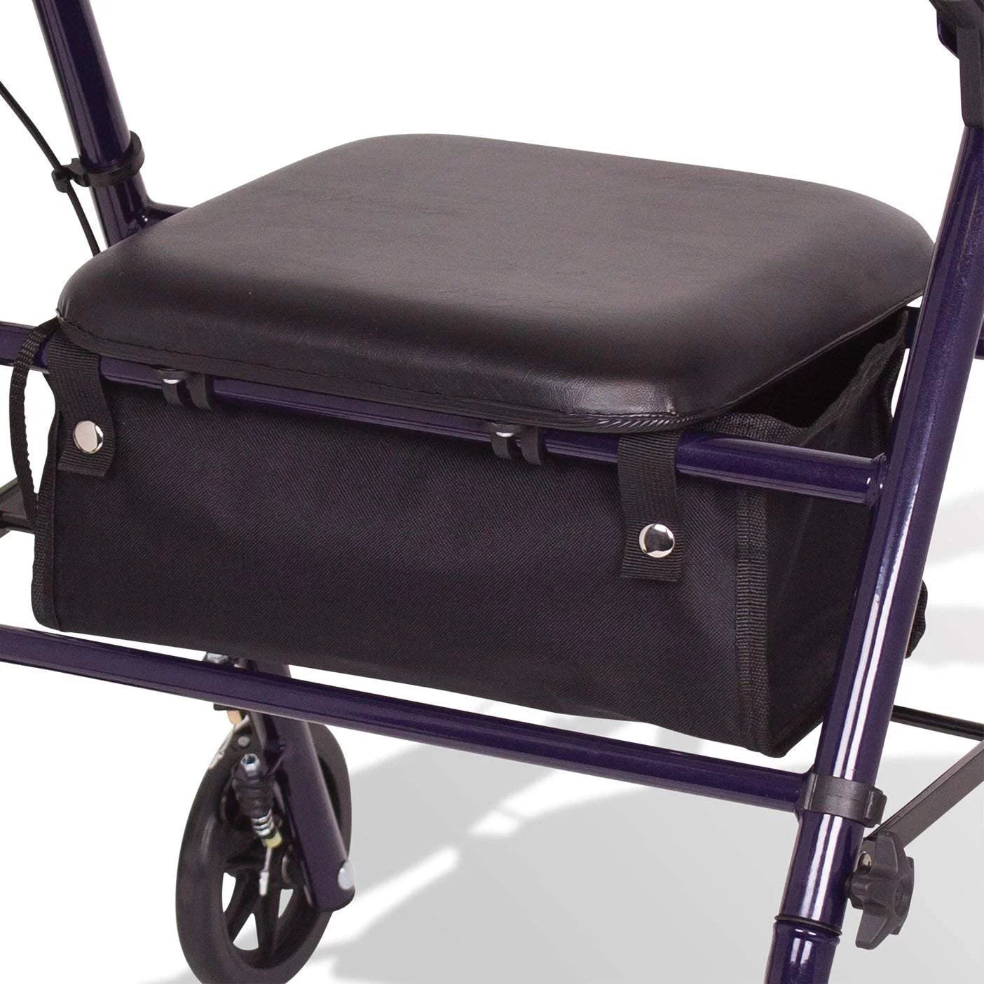 Steel Rollator Walker with Padded Seat, 6" Wheels & Storage Pouch, 350 Lb Weight Capacity