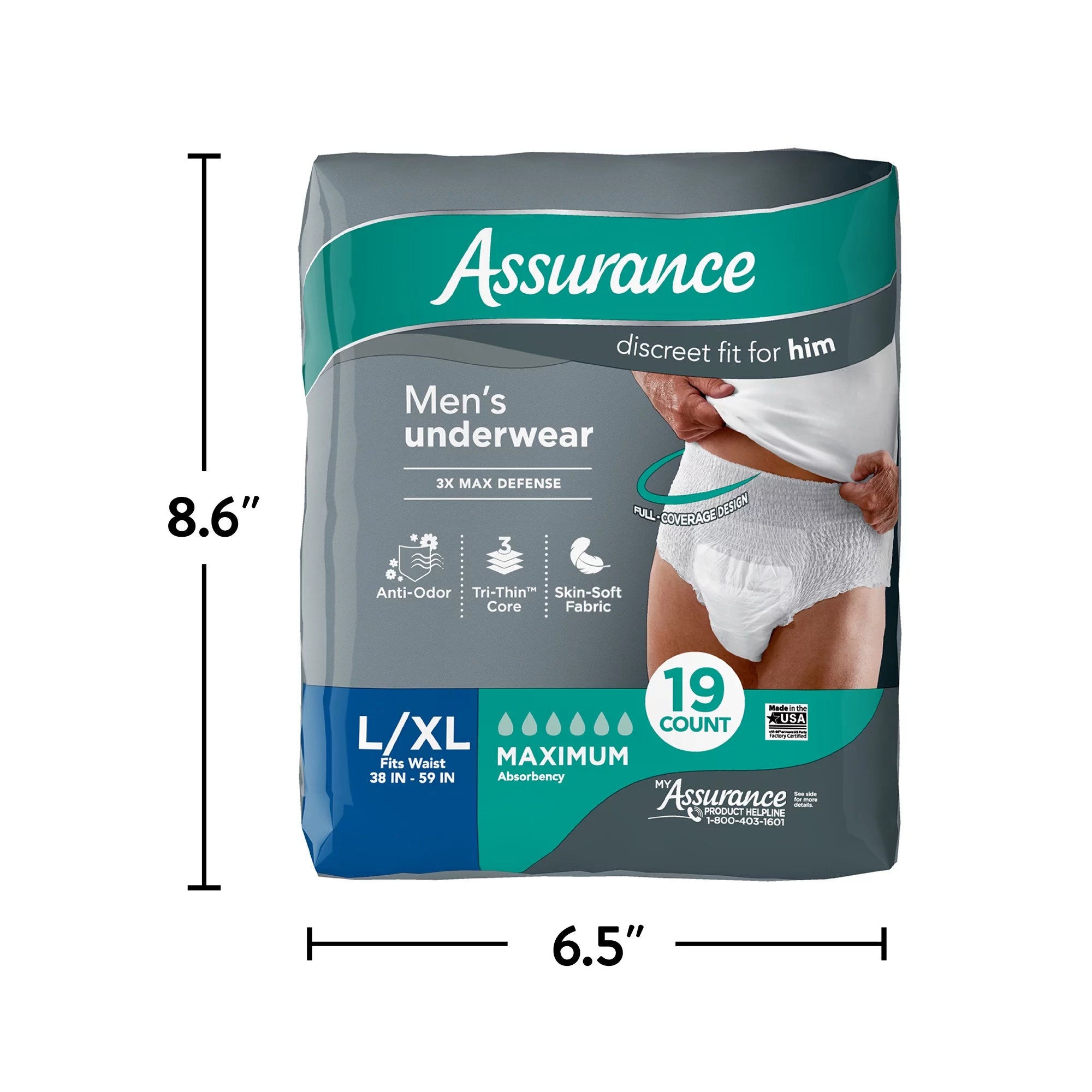 Men'S Incontinence Underwear, L/XL, Maximum Absorbency (19 Count)