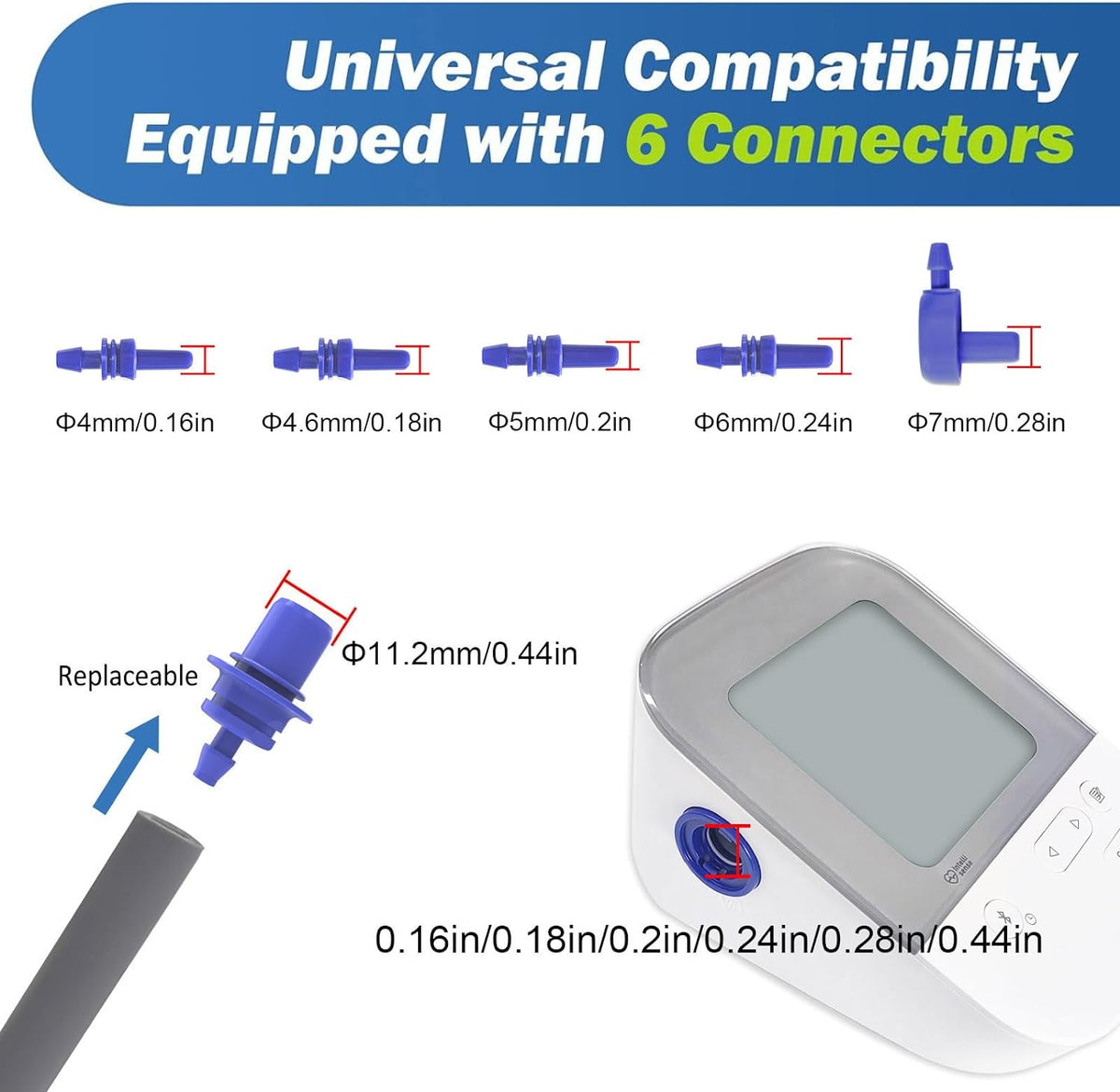 Extra Large Blood Pressure Cuff (9"-24" | 22-60Cm) - XL Replacement BP Cuff for Big Arms, Compatible with Omron BP Monitors, Adult Cuff Only - 6 Connectors