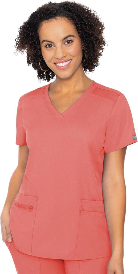 Scrub Top for Women, V-Neck with 4 Pocket, Ultra Soft, 2-Way Stretch and Wrinkle-Free Fabric - MC7468