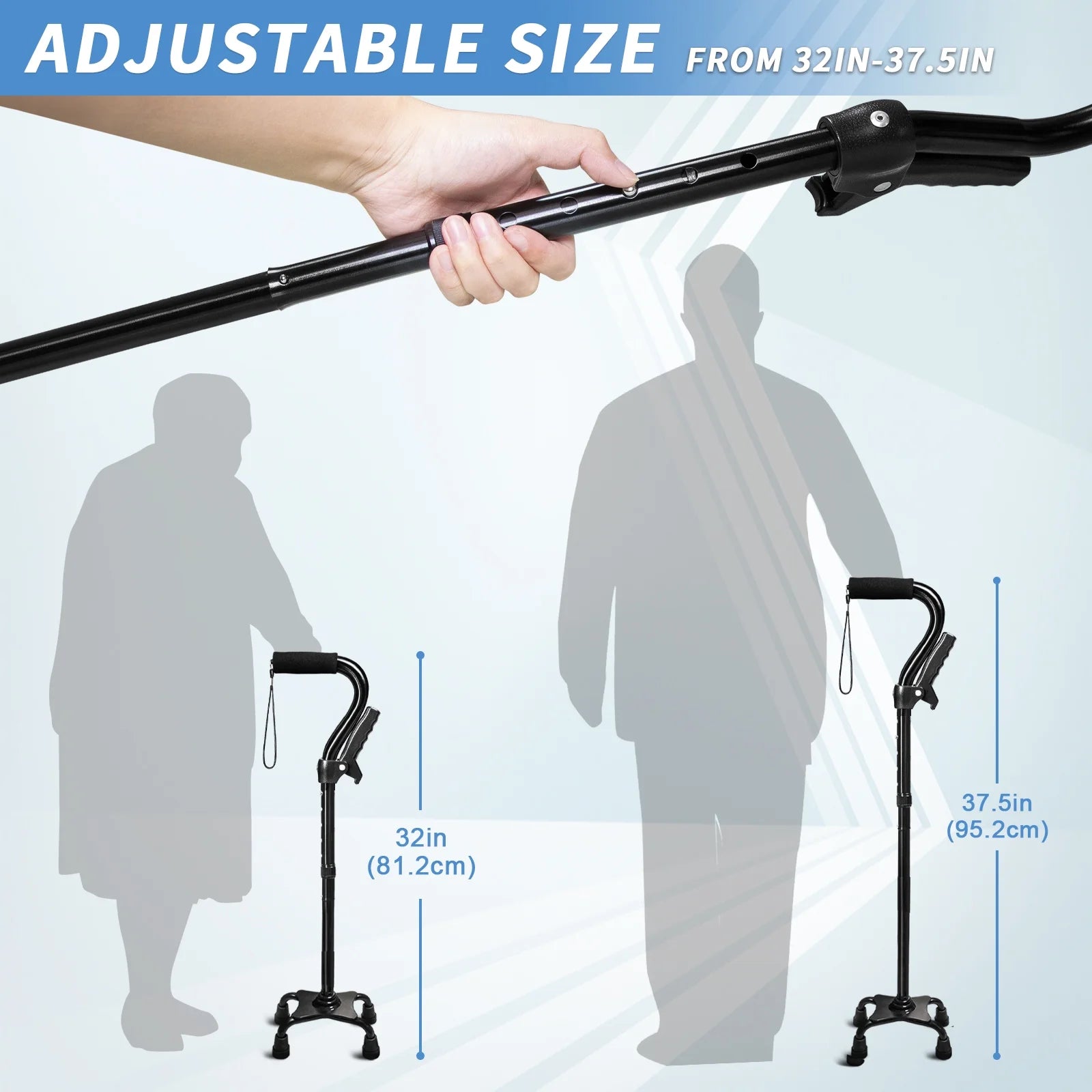 Walking Cane for Elderly Adults - Large Mobility Assistant Bar Support up to 400Lbs