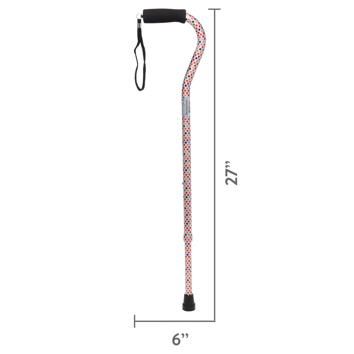 Mobility Offset Handle Cane, Polka Dot