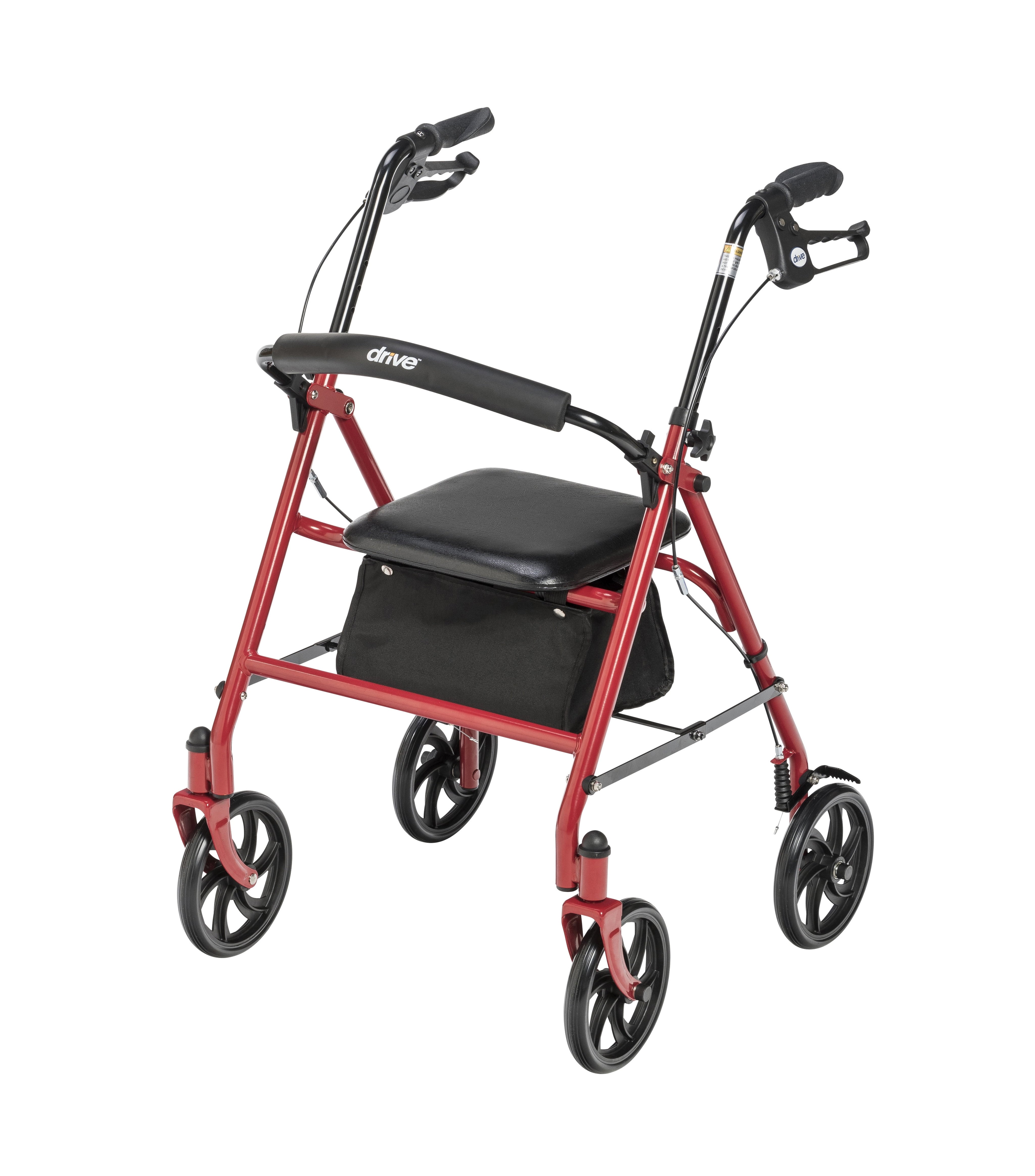 10257RD-1 Durable 4-Wheel Rollator with 7.5" Casters, Red