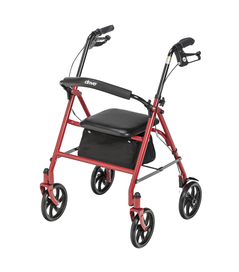 10257RD-1 Durable 4-Wheel Rollator with 7.5" Casters, Red