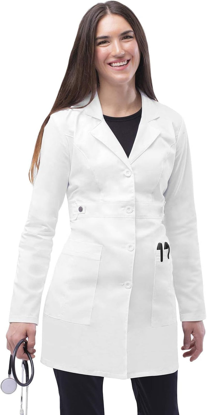 Adar Universal Stretch Lab Coat for Women - 36" Tab-Waist Lab Coat