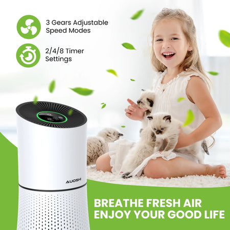 Air Purifiers H13 True HEPA Filter Air Purifier for Home Bedroom Room Ozone Free Air Filtration System Cleaner Odor Eliminators Remove 99.97% Dust Smoke Pollen (White)