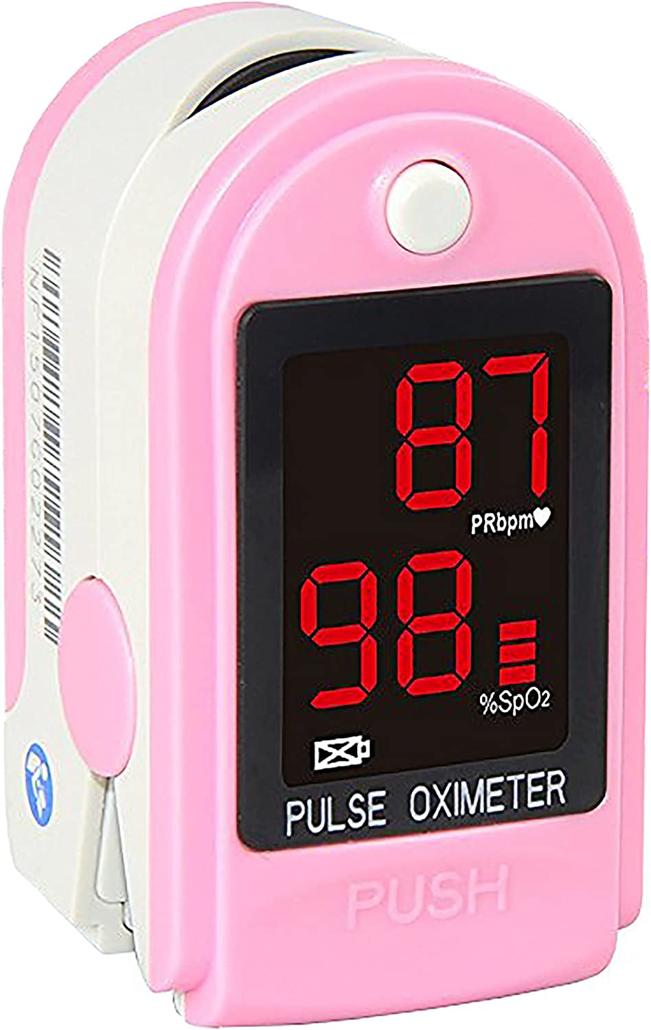 Concord Basics Pink Fingertip Pulse Oximeter Blood Oxygen Saturation Monitor with Carrying Case, Batteries, Silicone Cover and Lanyard