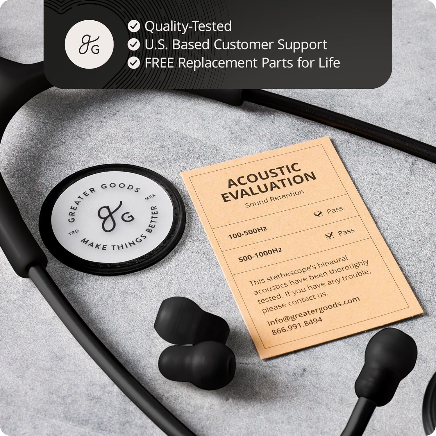 Premium Dual-Head Clinical Grade Stethoscope for Doctors, Nurses, Students, Triple Black