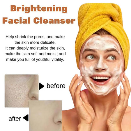 2 Pcs Turmeric Face Wash with Brush, Glow Wash Turmeric Foaming Facial Cleanser Gentle Scrub Deep Exfoliating for Women and Man.