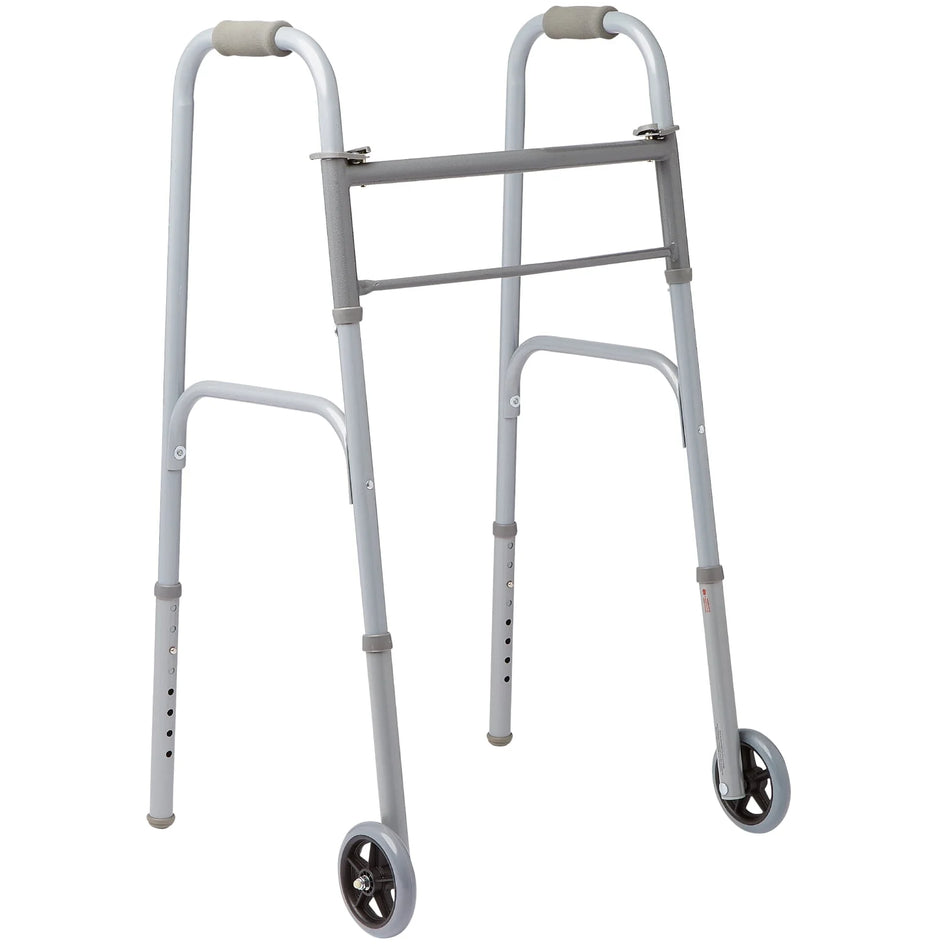 Lightweight Folding Walkers for Adults with 5” Wheels, Steel Frame Supports up to 400 Lbs.