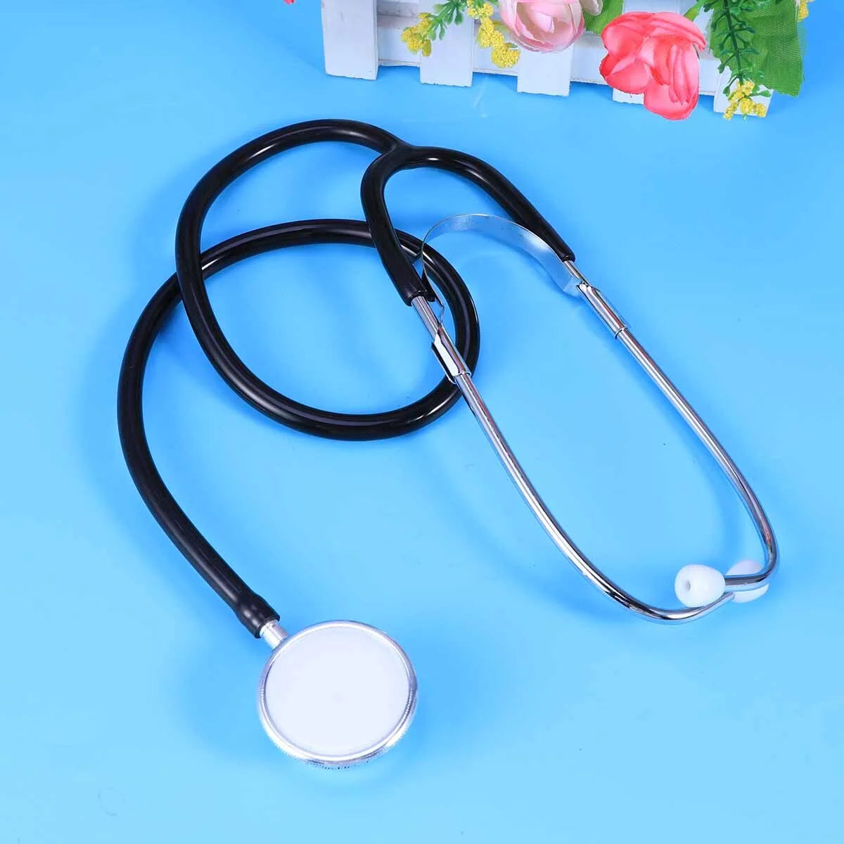 Medical Stethoscope Double Sided Stethoscope Portable Medical Aid Auscultation Stethoscope Device Equipment Tool (Black)