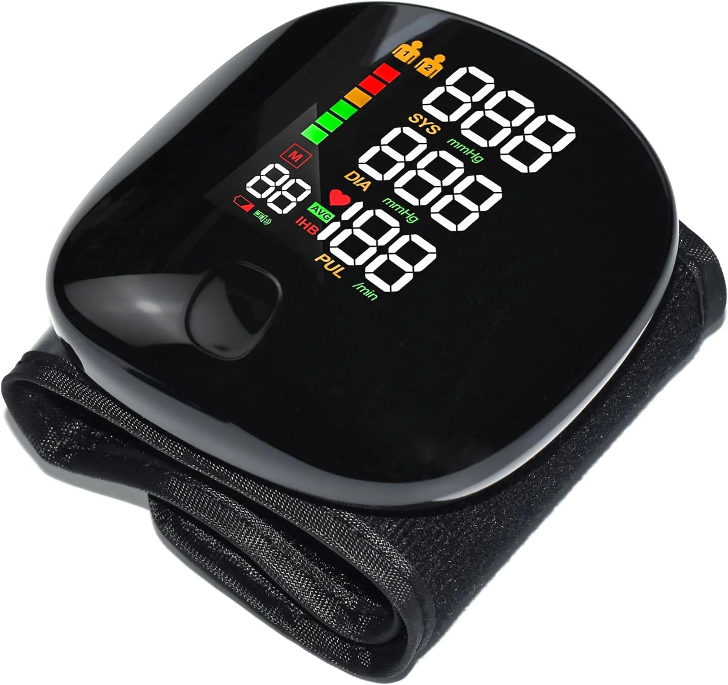 Wrist Blood Pressure Monitor LED Display, Touch Screen Wrist Blood Pressure Cuff 99X2 Reading Memory Wrist Bp Monitor with Carrying Case(Black)