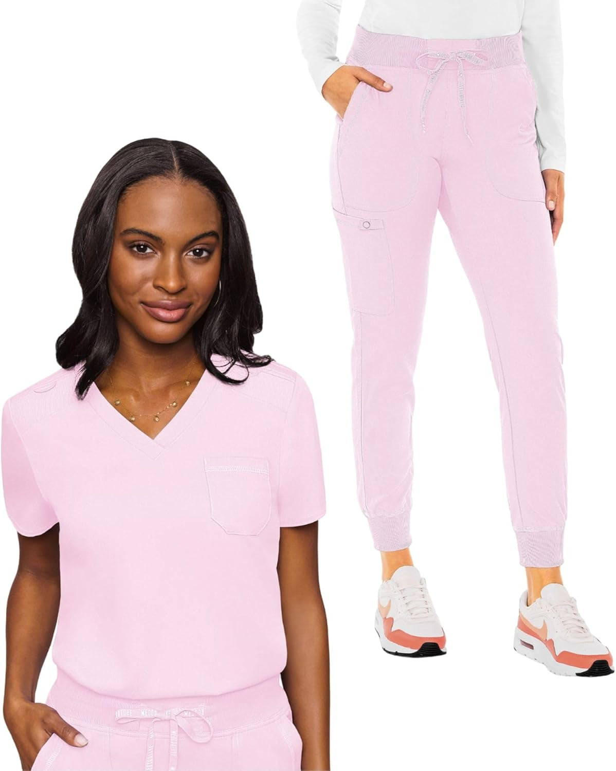 Women'S Scrub Set with V- Neck Scrub Top MC7448 and 2-Way Stretch Pants 7710