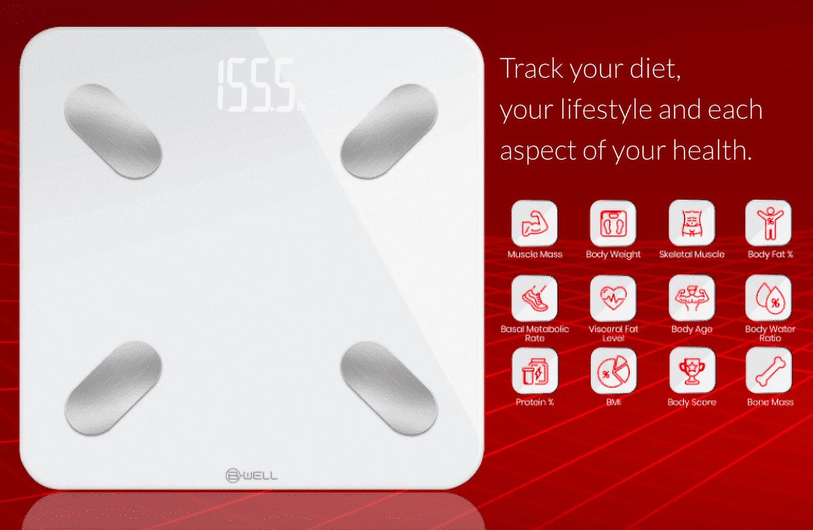 Bluetooth Smart Scale with App – Track Weight, BMI, Body Fat & More