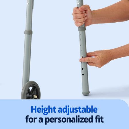 Lightweight Folding Walkers for Adults with 5” Wheels, Steel Frame Supports up to 400 Lbs.