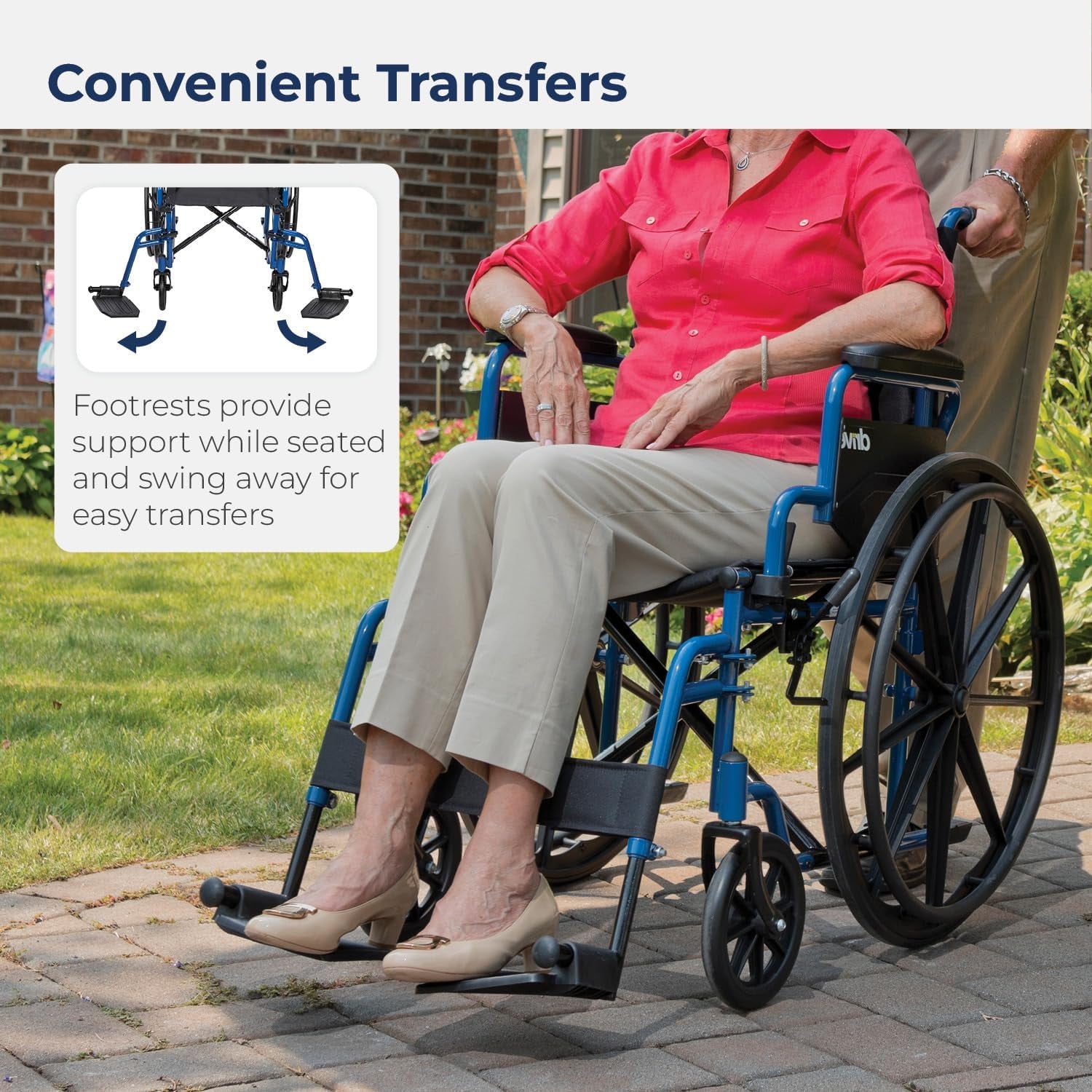 Blue Streak Ultra-Lightweight Wheelchair with Flip-Backs Arms & Swing-Away Footrests