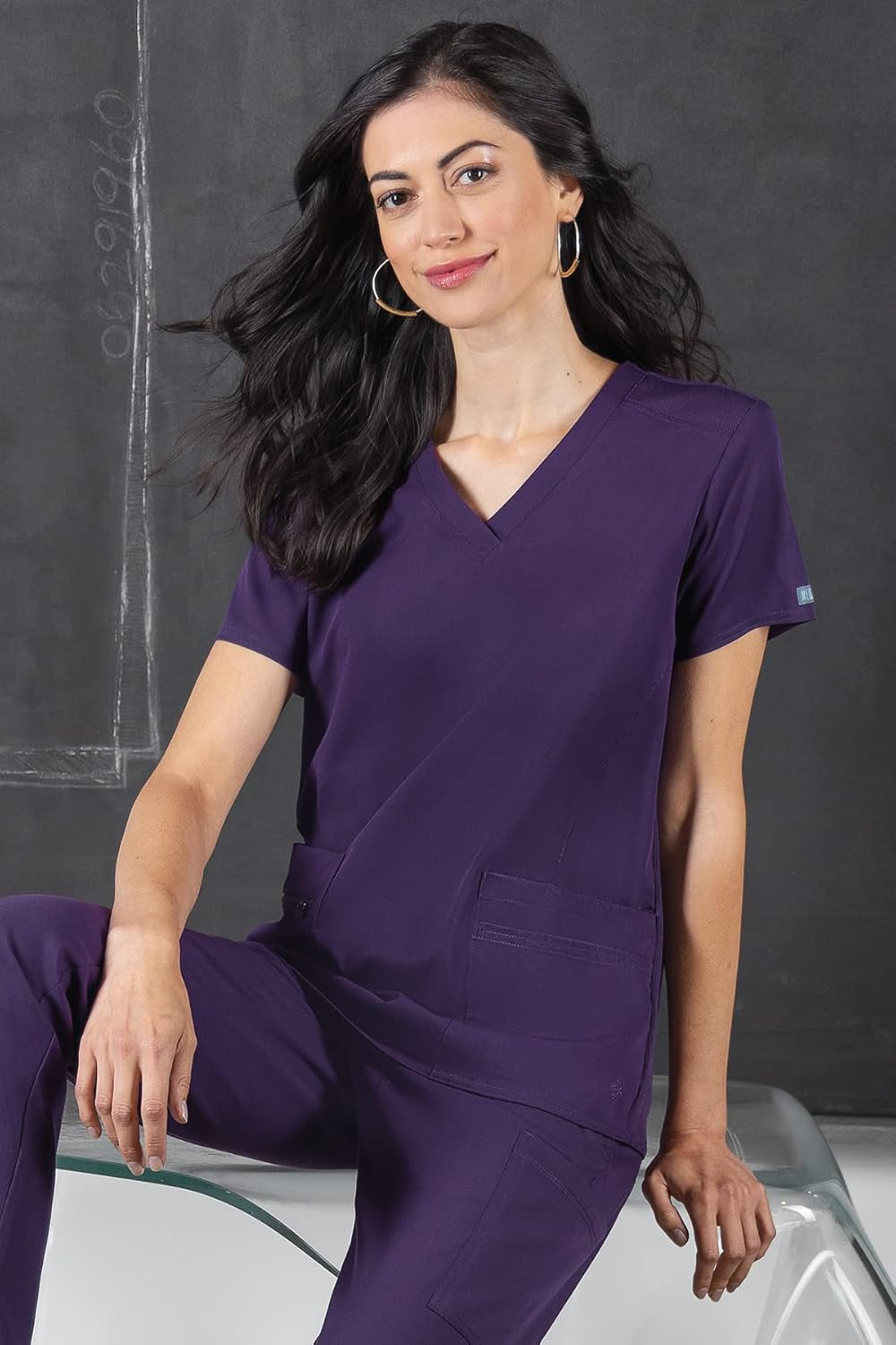 Scrub Top for Women, V-Neck with 4 Pocket, Ultra Soft, 2-Way Stretch and Wrinkle-Free Fabric - MC7468