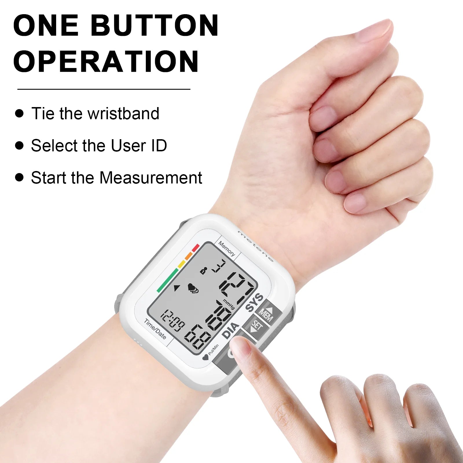 Wrist Blood Pressure Monitor for Home Use, Large LCD Display, 99 X 2 Sets Memory, 1 Carrying Case