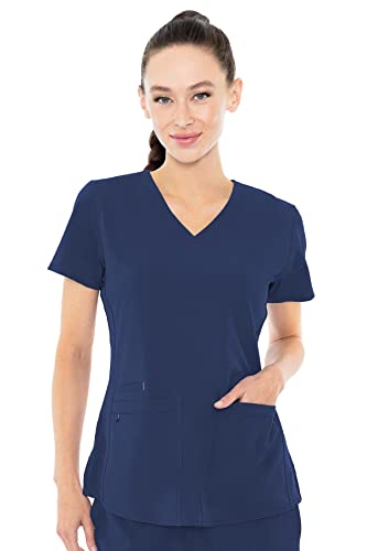 Med Couture Women's 'Energy Collection' Racerback Shirtail Serena Scrub Top, Navy, X-Small