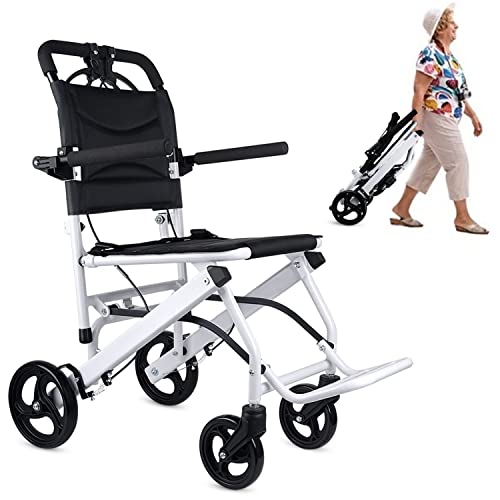 WEYRAL World's Lightest (Only 16lbs) Portable Transit Travel Wheelchair, Folding Transport Wheelchairs for Adults and Seniors Support 220lbs, Lightweight Aluminum Wheelchair for Elderly
