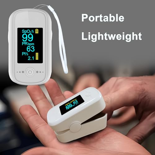 Oxygen Meter Finger Pulse Oximeter, SmileCare Pulse Oximeter Fingertip Blood Oxygen Saturation with Pulse Monitor Included Batteries, Accurate Fast Spo2 Reading for Adult