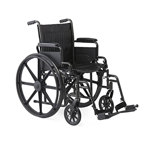 Medline K2 Basic wheelchair with 18"W seat, removeable desk-length arms and swing-away leg rests