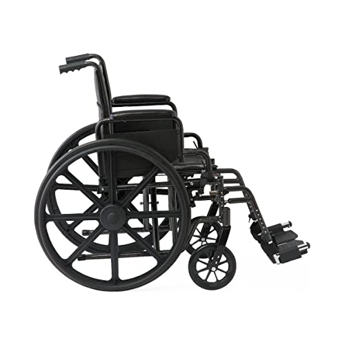 Medline K2 Basic wheelchair with 18"W seat, removeable desk-length arms and swing-away leg rests