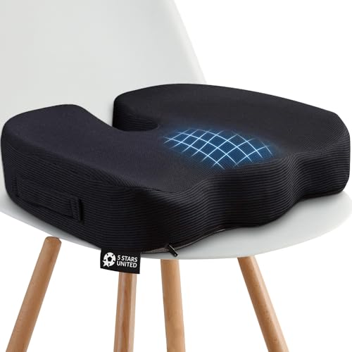 5 STARS UNITED Seat Cushion for Desk Chair - Tailbone, Coccyx Sciatica Pain Relief - Office Chair Cushions - Wheelchair Cushions - Car Seat Cushions - Pressure Relief Lifting Cushions