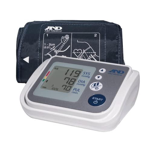 A&D Medical Premium Multi-User Wide Range Upper Arm Cuff (8.6-16.5"/22-42 cm) Blood Pressure Machine, Home BP Monitor, One Click Operation with Easy to Read Digital LCD Screen, for up to 4 Users