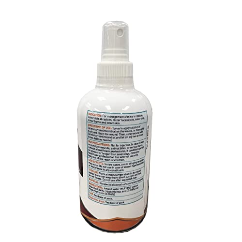 SkinSmart Antimicrobial Wound Therapy, Hypochlorous Acid Safely Removes Bacteria so Wounds Can Heal, 8 Ounce Clear Spray