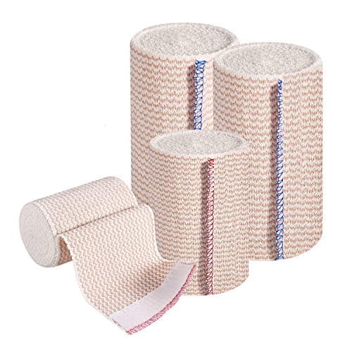 Elastic Bandage Wrap - Ourmed Compression Bandage with Self Closure and Extra Clips, 2x3", 2x4", Latex Free Bandage for Sports, Wrist and Ankle Wound Care, First Aid Kit